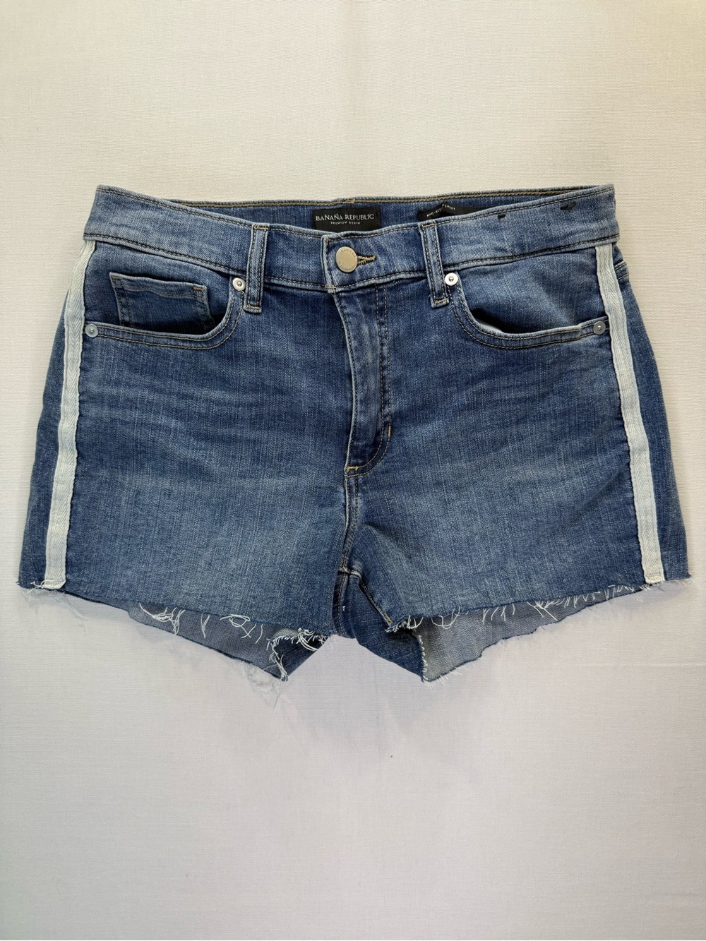 Banana Republic Medium Blue Denim Cutoff Shorts with Side Stripe